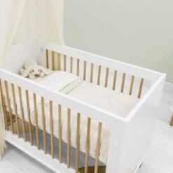 Bopita Mika Ledikant Wit / Eiken 60 X 120 Cm -Kindermeubels Winkel bed 60x120 mika white oak 9 58bc