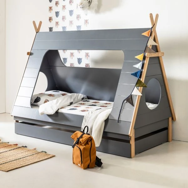 BLN Kids Tipi Bed Grijs Incl. Bedlade 90 X 200 Cm 2 BLN Kids Tipi Bed Grijs Incl. Bedlade 90 X 200 Cm - Afbeelding 2