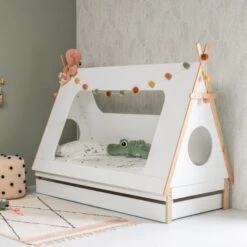 BLN Kids Tipi Bed Wit Incl. Bedlade 90 X 200 Cm 5 BLN Kids Tipi Bed Wit Incl. Bedlade 90 X 200 Cm -Kindermeubels Winkel bln kids tipi bed wit 90 x 200 cm 1 1 03f3