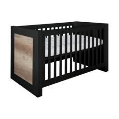 Kidsmill Long Island Babybed Zwart / Oldwood 70 X 140 Cm