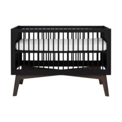 Kidsmill Sixties Babybed Zwart Mat / Walnoot 70 X 140 Cm