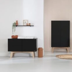 Kidsmill Sixties Commode Zwart Mat / Naturel -Kindermeubels Winkel kidsmill sixties commode zwart mat naturel 4 5223