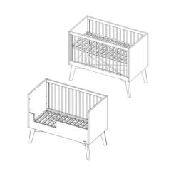 Kidsmill Sixties Babybed Wit Mat / Walnoot 60 X 120 Cm -Kindermeubels Winkel knipsel sixties cot bed 60 x 120 8 7458